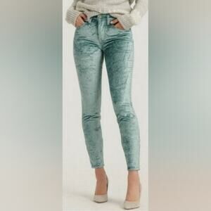 Lucky Brand Crushed Pastel Green Velvet Ava Skinny Jean Pants 0/24